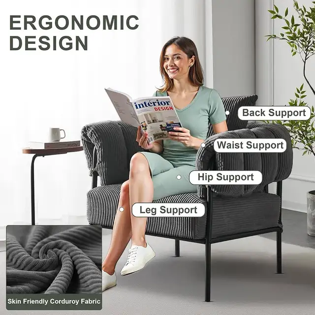 Accent Chair Reading Chair with Pillow Accent Armchair for Adult in Chairs & Recliners in Markham / York Region - Image 3