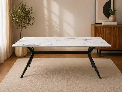✨ MODERN HIGH-END STONE TOP DINING TABLE — $570 + GST, View more