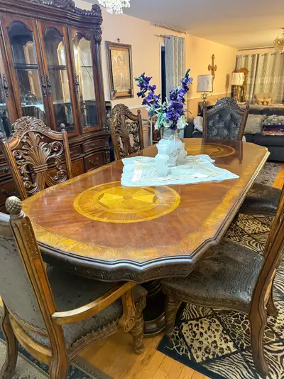 Elegant dining table with 6 chairs, View more