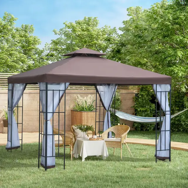 Coffee patio 10'x10' Garden Gazebo Canopy Portable Party  in Patio & Garden Furniture in Markham / York Region - Image 2