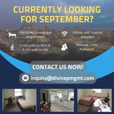 Units Available - 5 MIN WALK TO WLU & 8 MIN WALK TO UW