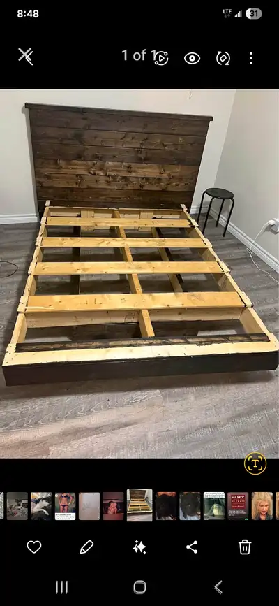 Handmade Wooden Double Platform Bed for SalePickup in Roseneath, View more