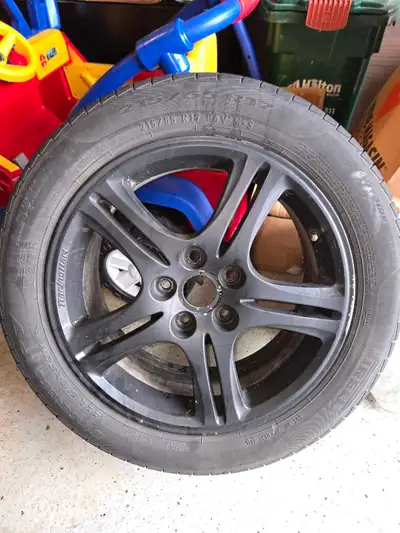 4, 17inx7in rims with all season tires 215/55/R17 that could potentially last one more season. Ive o...