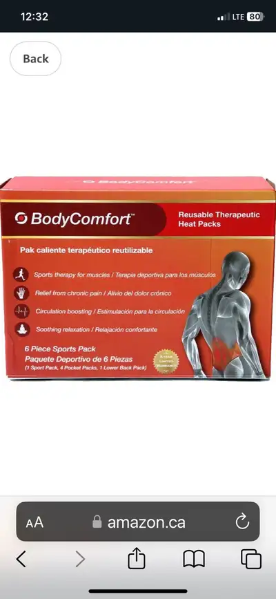 Body Comfort Reusable Heat Packs NEW, View more