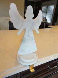 Solid Marble Angel & Fur Wings Mantle Christmas Stocking Holder