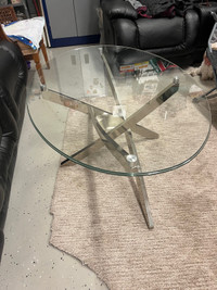 Glass coffee table and matching end table
