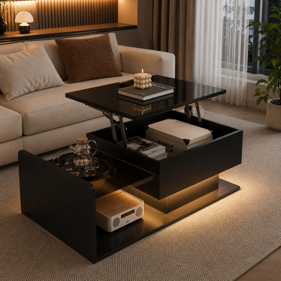 LED Lift-Top Coffee Table with Storage – Modern High Gloss Table, View more