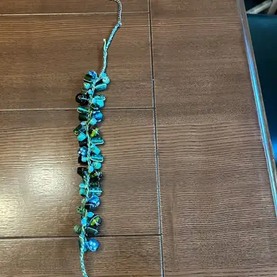 Handmade turquoise beaded necklace, View more