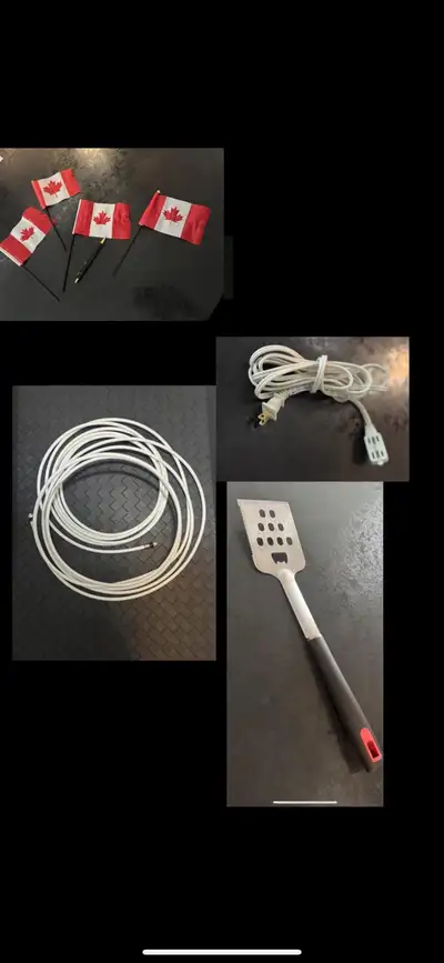 4 Pcs Hand Waving Flag Canada NEW 1 BBQ Turner NEVER USED Coaxial Cable 25’, Internet,Digital TV NEV...