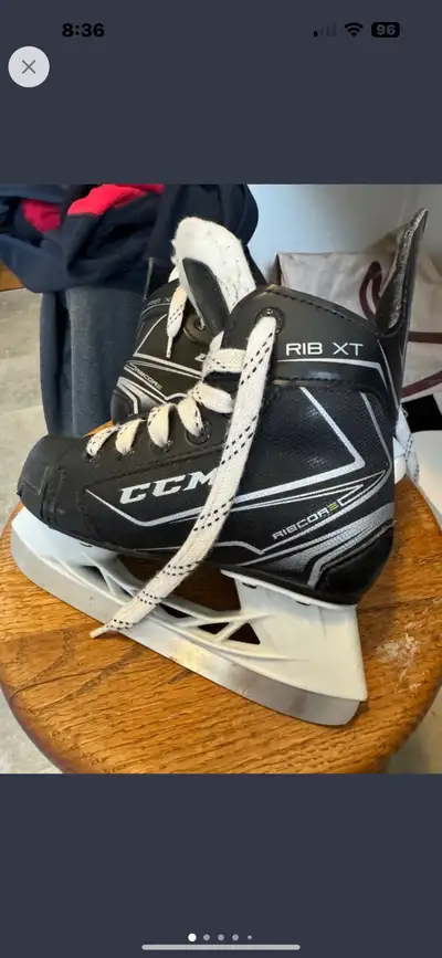 CCM RIB XT RIBCOR SKATES 12 child Bauer True Vision l FM 2100 helmet and cage size S/P Hespeler RXPR...