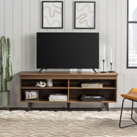 Dark Walnut TV Stand with Four Shelves