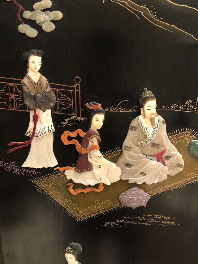 Antique Japanese Mother of Pearl Folding Screen/Room Divider Arts