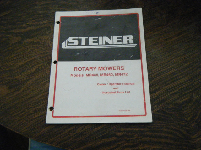 Steiner MR448, MR460, MR472 Rotary Mowers Owners, Parts Manual in Other in Oakville / Halton Region