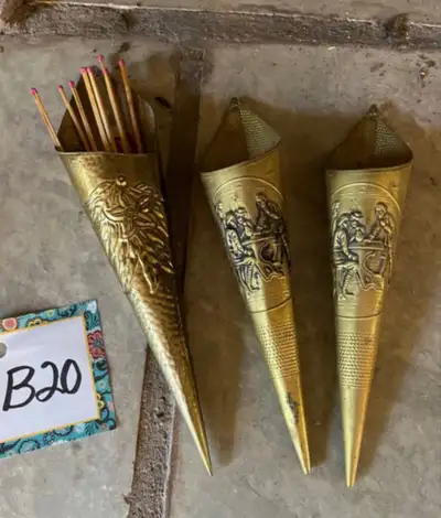 Vintage cone shaped Fireplace Match holders , View more