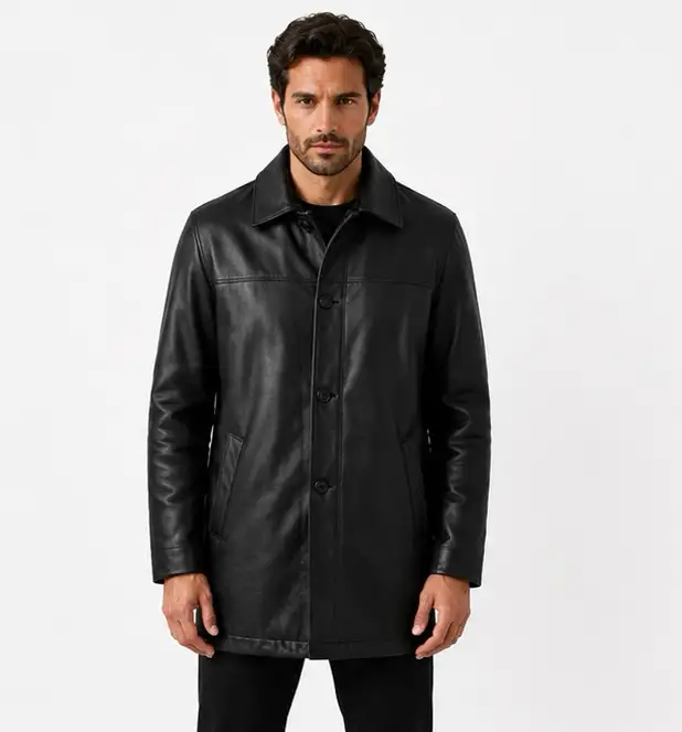 Men’s Classic Black Leather Coat in Men's in Oshawa / Durham Region - Image 3