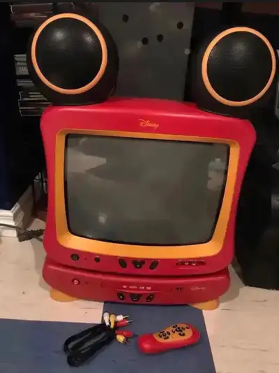 Rare Disney Mickey 14” TV and DVD Player. Comes with DVD remote, View more