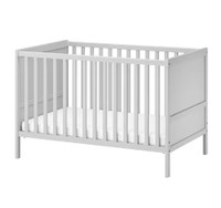 SUNDVIK Baby Crib (Grey) with Mattress