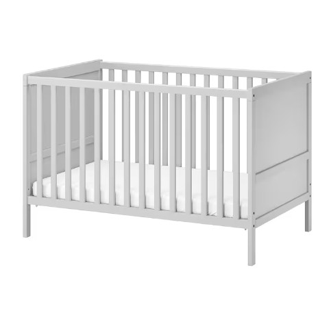 SUNDVIK Baby Crib (Grey) with Mattress in Beds & Mattresses in Oshawa / Durham Region