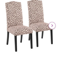 Leopard linen look fabric dining chairs.