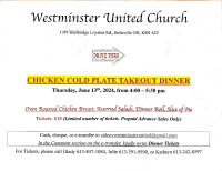 Chicken Cold Plate Drive Thru Take Out Dinner