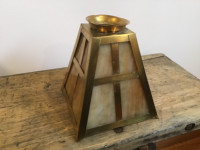 Antique Slag Glass and Brass Lamp Shade (indoor or outdoor use)