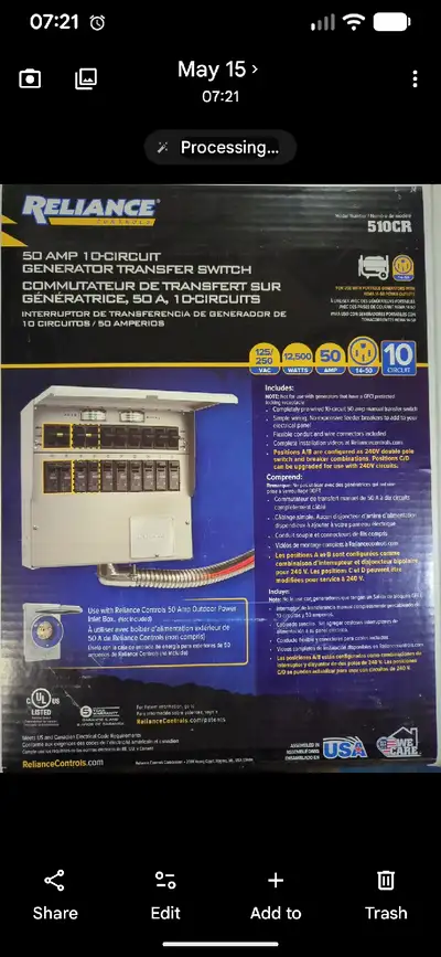 Power transfer switch for inter connecting your generator to house power or as a standalone power br...