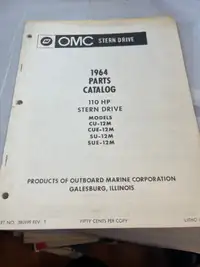 VINTAGE 1964 OMC 110 HP STERN DRIVE PARTS CATALOG #M01526