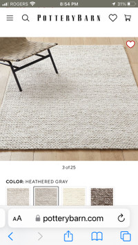 Brand New Sealed POTTERY BARN Chunky Knit Handwoven Grey Rug