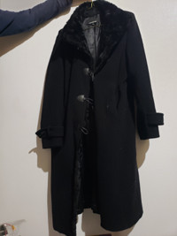 Elegant long anthracite winter coat Cashmere and Virgin Wool