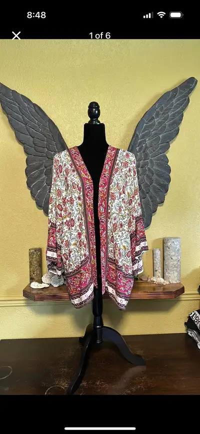 SHEIN Open Front Floral Kimono Style Cardigan, View more