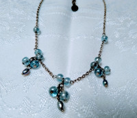 Vintage Necklace, SiGNEd with lustre blue beads