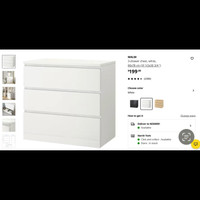 Versatile White Three-Drawer Cabinet from IKEA