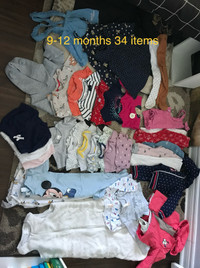 Baby clothes 9-12 months - 34 items - great condition
