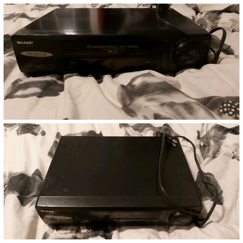 Assorted VHS movies/shows and VHS player CDs, DVDs & Bluray