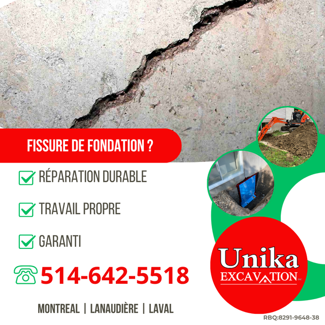Foundation Crack Repair - Lanaudière/Montreal/Laval