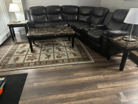 Large Comfy Black Sofa Set (w/ 2 reclining end chairs)