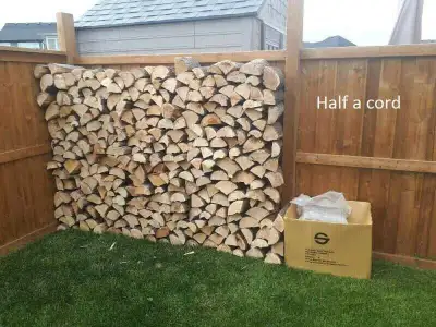 Split and dry mix of spruce and pine. The price is 250$ for half a cord, and this INCLUDES delivery,...