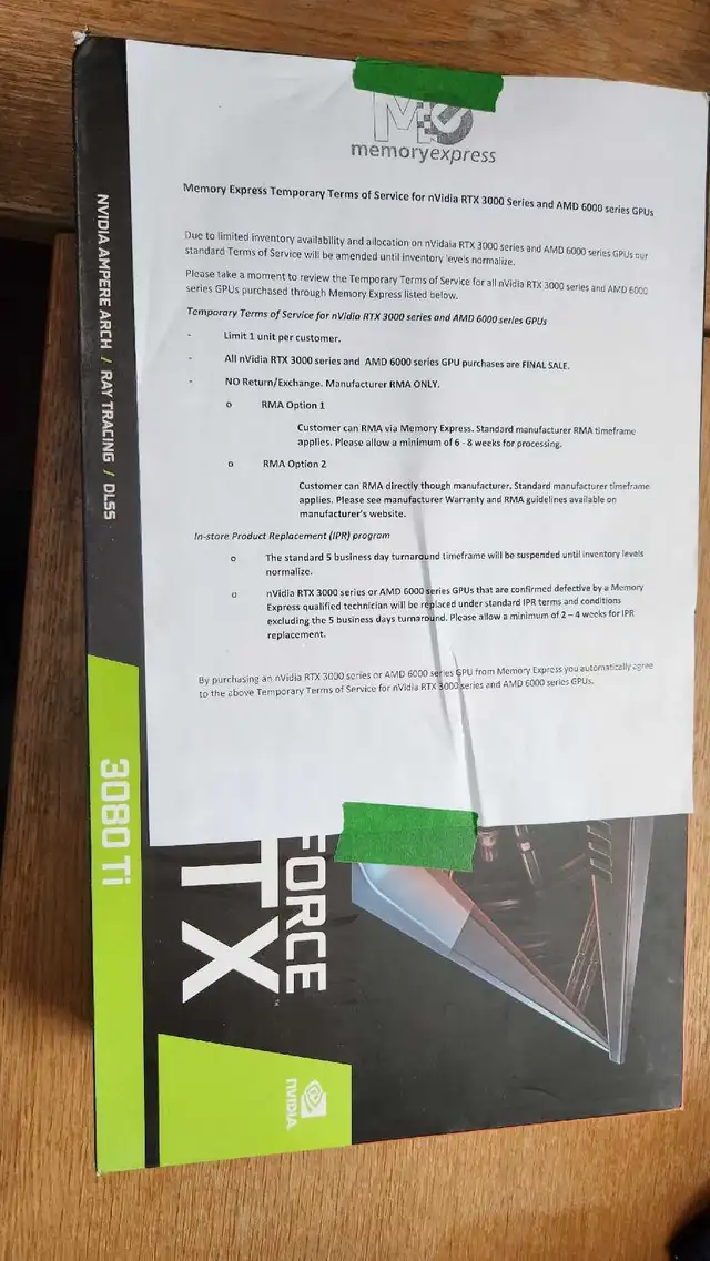 Gigabyte RTX 3080ti 12GB (NEW) in System Components in Mississauga / Peel Region - Image 2