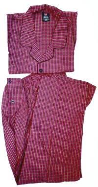 Hanes Men’s Woven Plain-Weave Pajama Set, Red Plaid, XL, New
