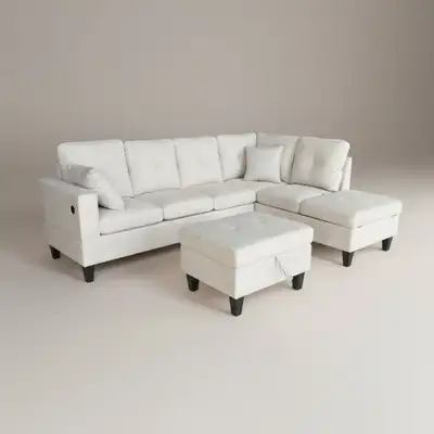Hot sale on stylish couch with storage ottoman, View more
