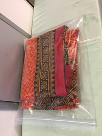 Indian Red / Black Multicolour Cotton Fabric - 78"  X 90"