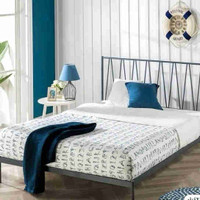Twin side bed frame. Navy blue. Metal