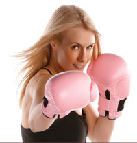 30 Minute Hit Boxing Gloves Pink Leather 10 oz with bag and wris