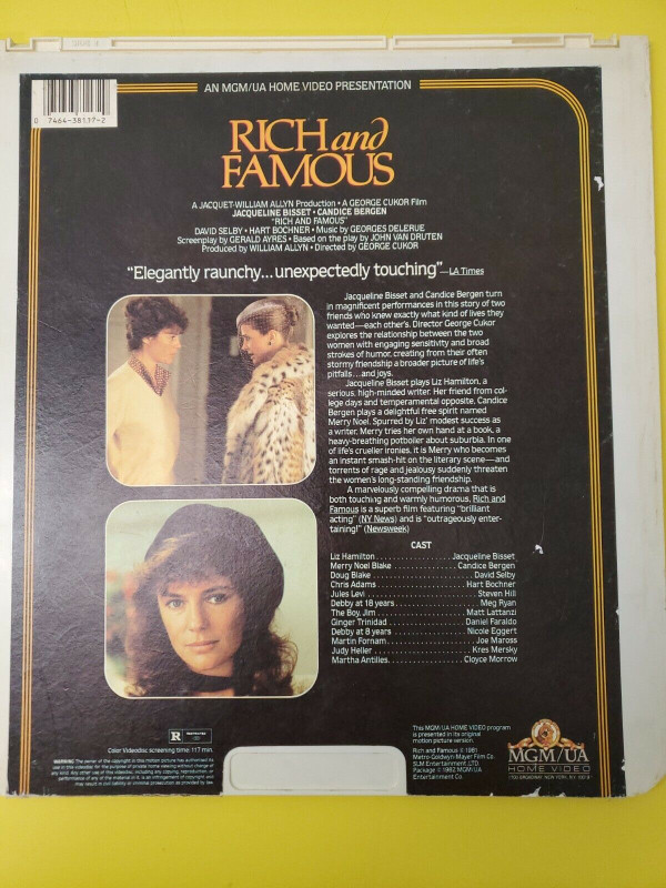 Jacqueline Bisset Rich & Famous 1981 CED Drama Movie Video Disc in CDs, DVDs & Blu-ray in Burnaby/New Westminster - Image 2