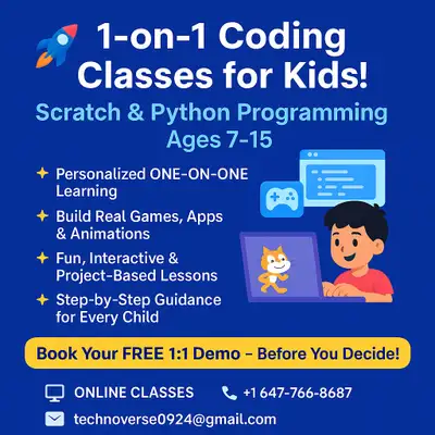I’m excited to share that 1-on-1 Classes (Math, Science, STEM, Scratch & Python) are now open for ki...
