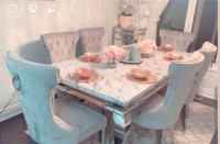 REAL MARBLE DINING SET WITH 6 CHAIRS 
