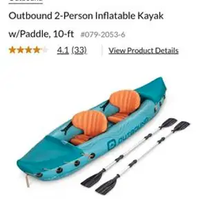 Used once Outbound 2-Person Inflatable Kayak w/Paddle, 10-ft For more info visit: https://www.canadi...