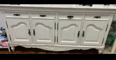 Big wooden tv stand for refurbishing, View more