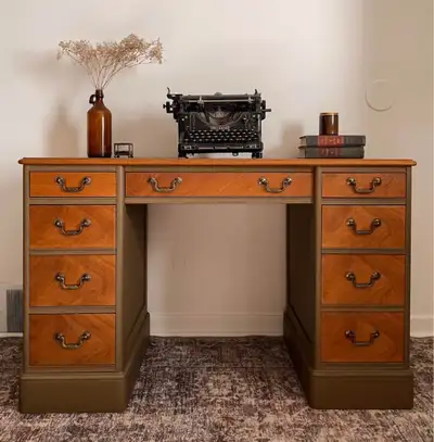 Vintage MCM  Writing Desk with Leather Top, View more