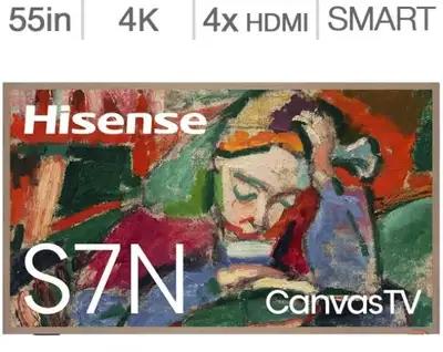 Télévision QLED 55'' 55S7N 4K UHD HDR 144Hz CanvasTV Hisense, View more